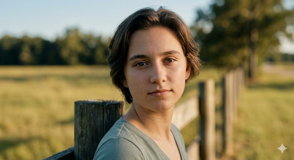 A picture of a high school senior in the country near Cleveland, Texas.